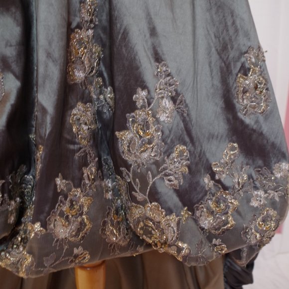 Tony Bowls Embroidered Empire Waist Taffeta High/Low Bubble Hem Gown- Sz. 10 - Picture 4 of 10